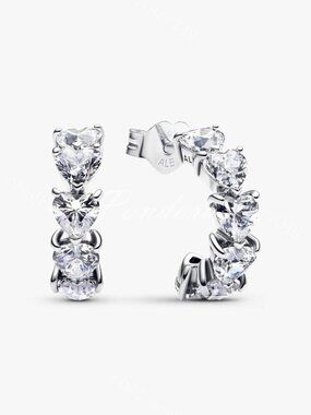 Pandora Sparkling Hearts Open Hoop Earrings